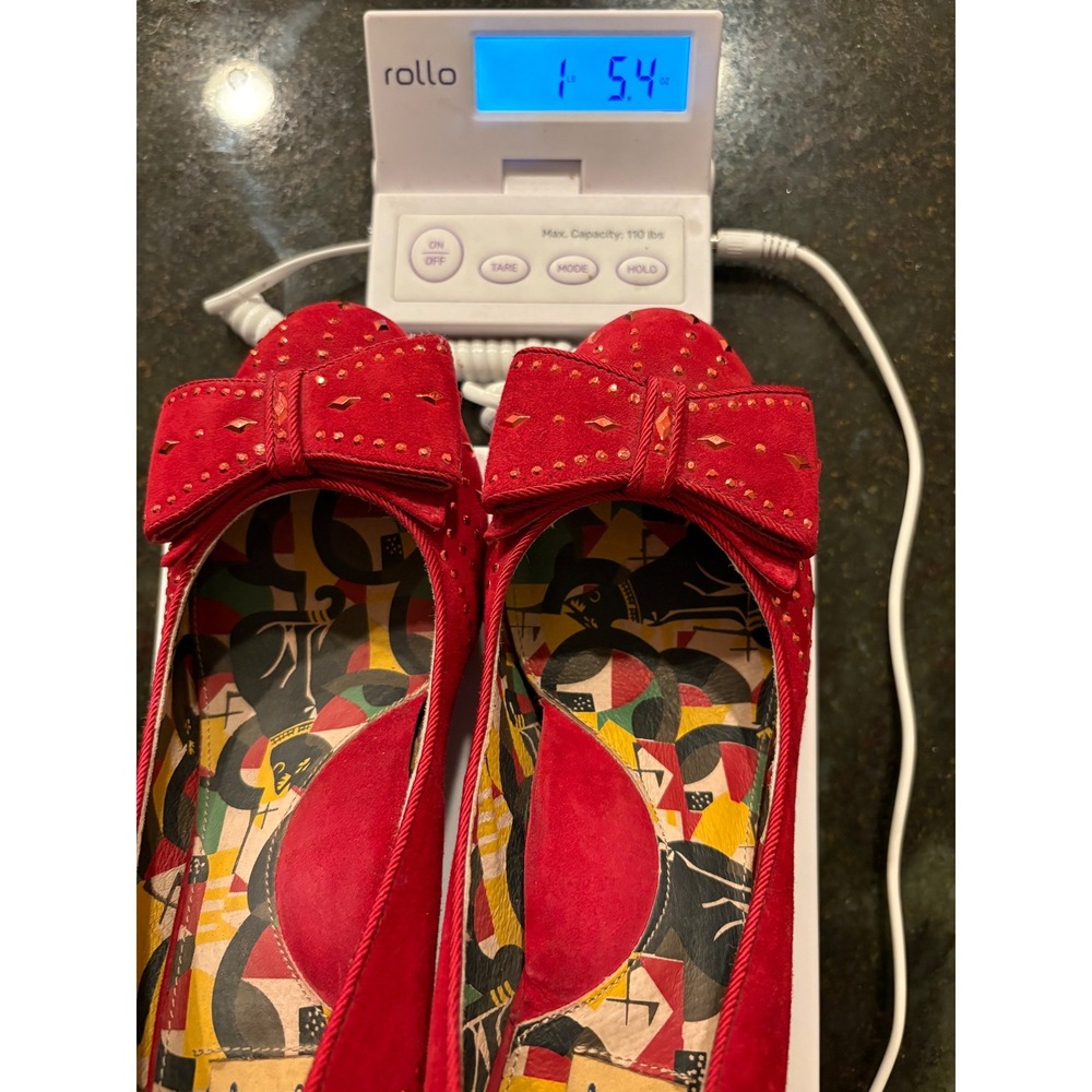 Miss L Fire Poiret Red Glitter 1940s Rockabilly Heels US 9 EU 40 - Picture 9 of 9